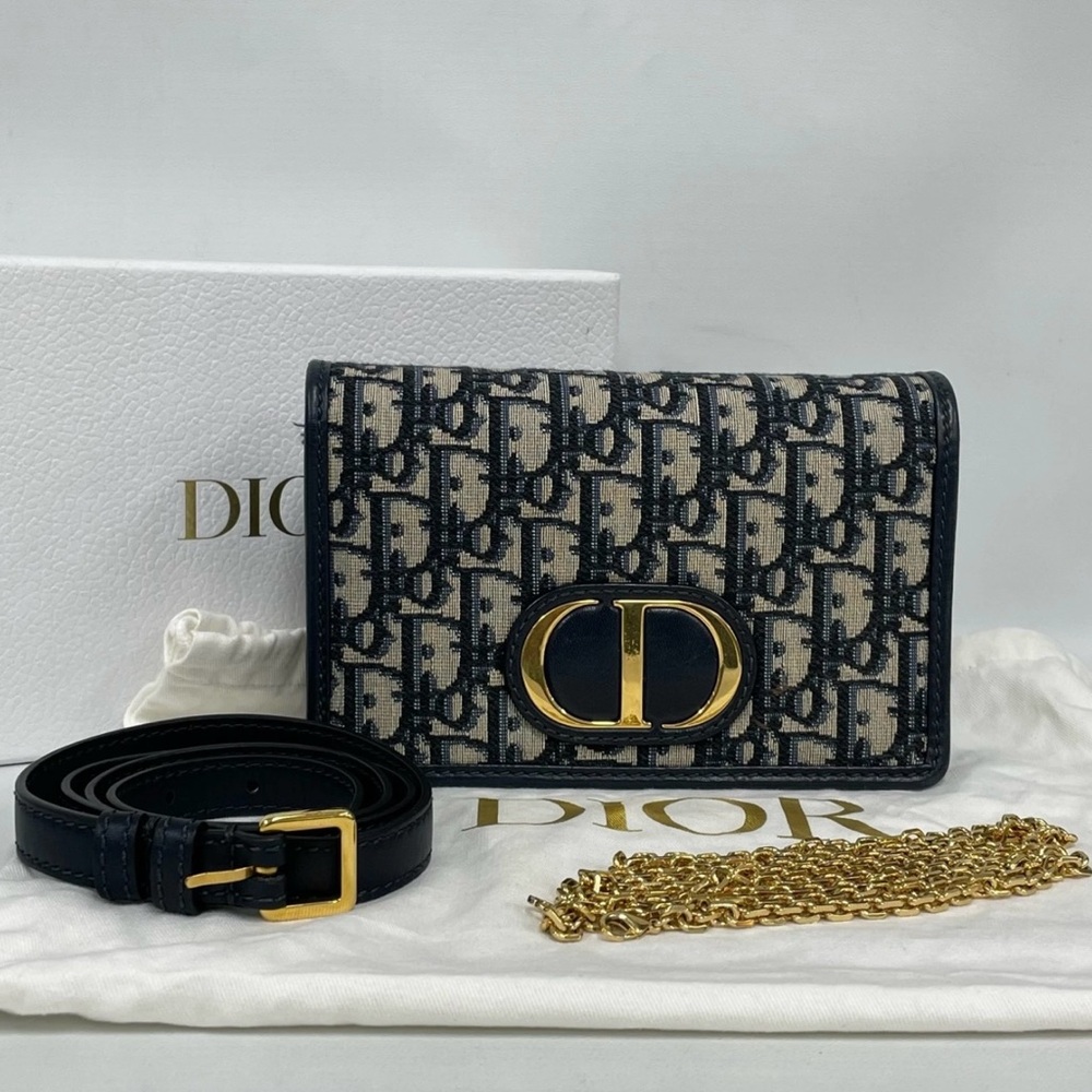 Dior Montaigne Oblique Waist Bag Black Chain Crossbody Bag - Picture 3 of 11
